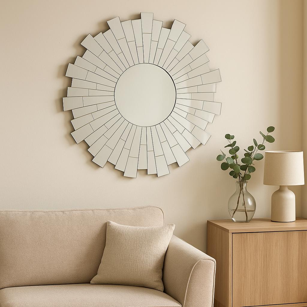 Sunburst Design Round Wall Mirror | Glitzy