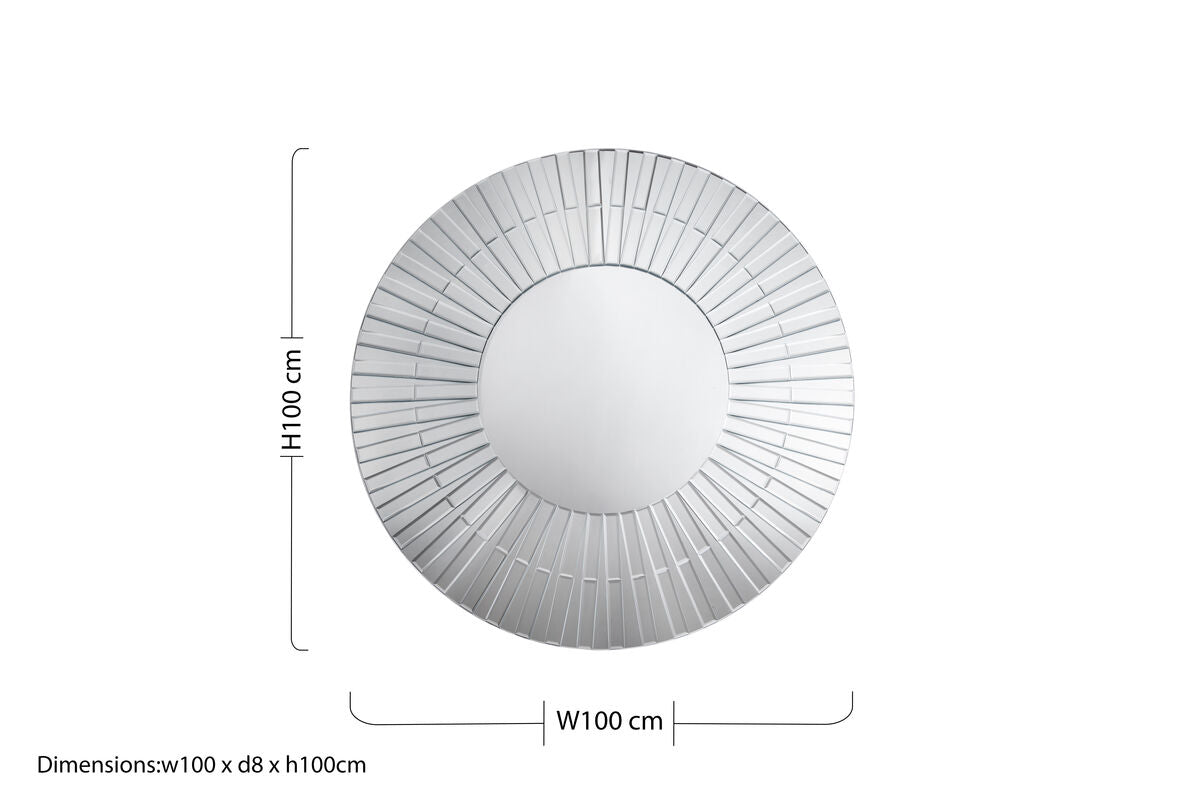 Anson Silver Glass Wall Mirror with Fluted Frame