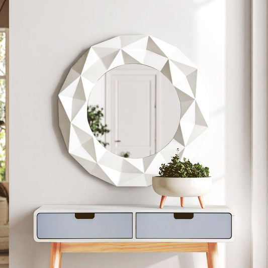Stockholm White High Gloss PU Wall Mirror