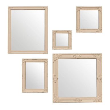 Set of 5 Baroque Mirrors Cream Finish Frame | Brussels