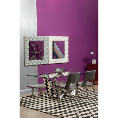 Stockholm 3D Effect Wall Mirror With White High Gloss Finish