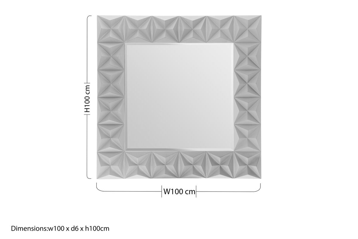 3D Effect Wall Mirror with Grey High Gloss | Stockholm