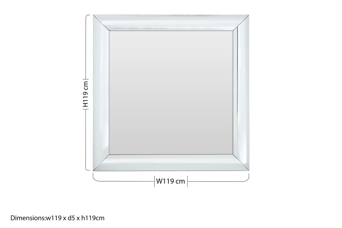 Thick Silver Frame Small Square Wall Mirror | Petillo