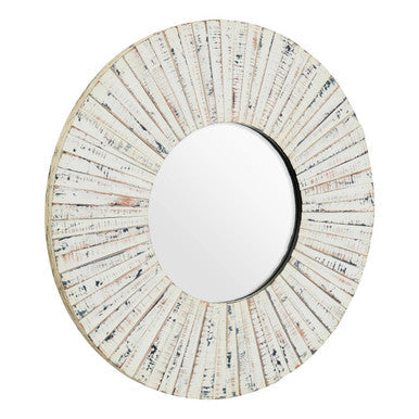 White Wash Round Wall Mirror | Driftwood