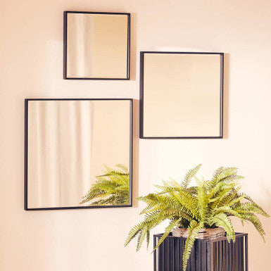 Loretta Matte Black Large Square Wall Mirror