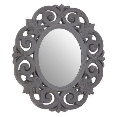 Antique Grey Scroll Design Wall Mirror | Itaka