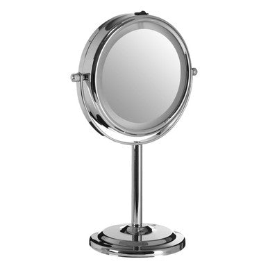 Cassini Chrome Iron LED Table Mirror