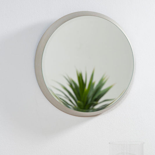 Small Round Wall Mirror with Silver Frame | Athena
