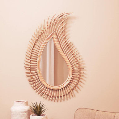Mataram Teardrop Natural Rattan Wall Mirror
