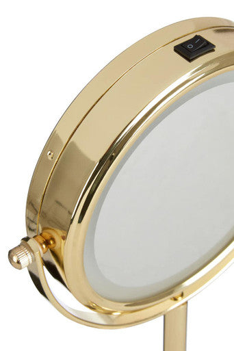 Cassini Gold Finish Small LED Table Mirror