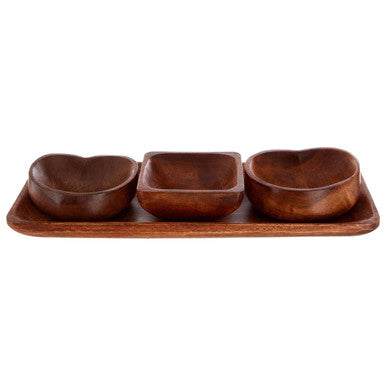 Kora Acacia 3 Piece Serving Dish Set With Tray