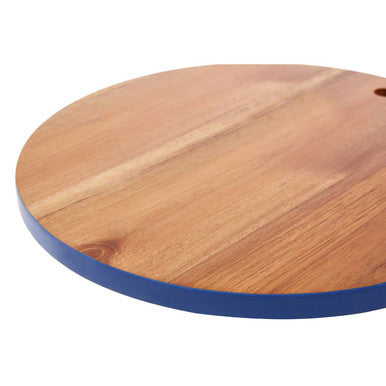 Socorro Round Acacia Chopping And Serving Board With Blue Edge