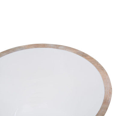 Large Mango Wood Serving Bowl with White Enamel | Kara