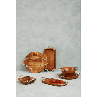 Vine Large Acacia Wood Round Tray