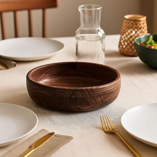 Rosi Small Sheesham Wood Shallow Salad Bowl