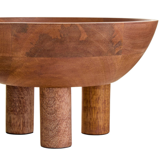 Kara Mango Wood Serving or Fruit Bowl with Footed Base