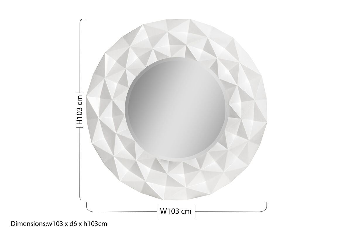 Stockholm White High Gloss 3D Design Wall Mirror