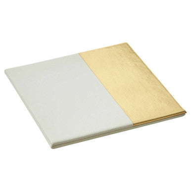 Geome Set of 4 Square White and Gold Coasters