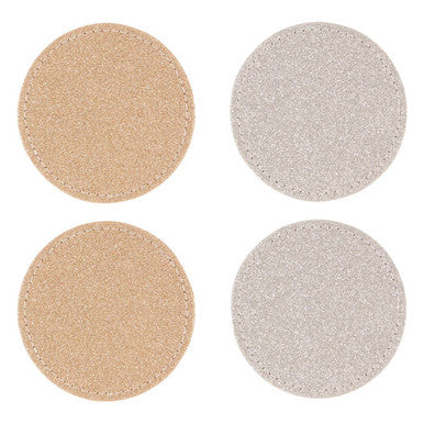 Set Of 4 Reversible Gold And Silver Glitter Coasters