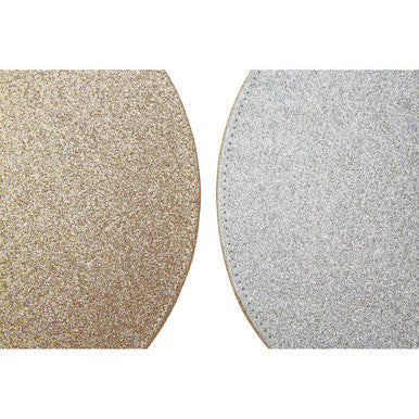 Set Of 4 Reversible Gold And Silver Glitter Placemats