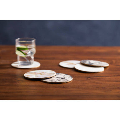 Mimo 6Pc Marble Effect Assorted Cork Coasters