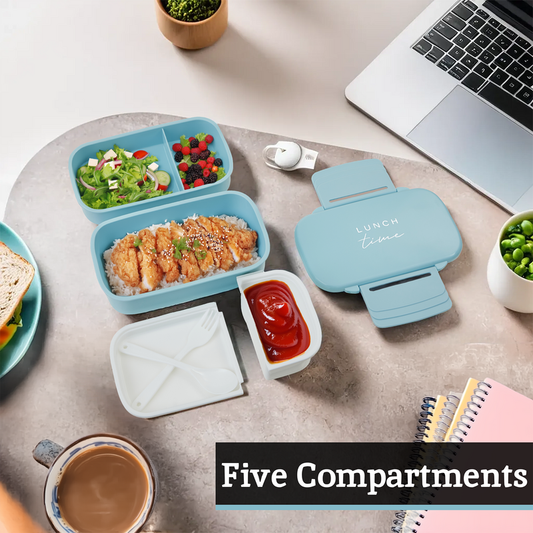 Grub Tub Light Blue Lunch Box With Cutlery