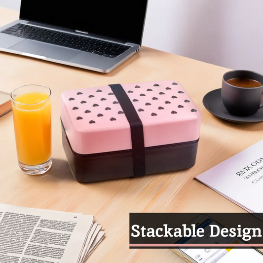 Grub Tub Light Pink Hearts Lunch Box With Cutlery