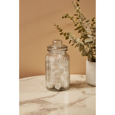 Ribbed Glass Storage Jar 1300Ml