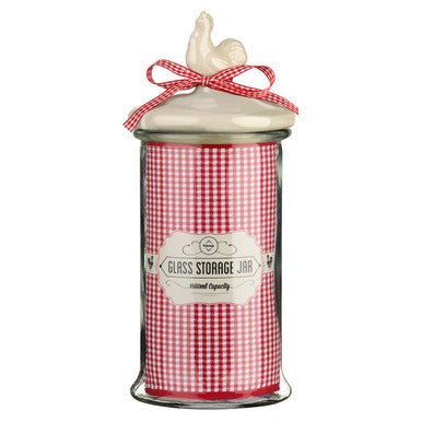 Abbie Clear Glass Storage Jar with Cockerel Lid 1650ml
