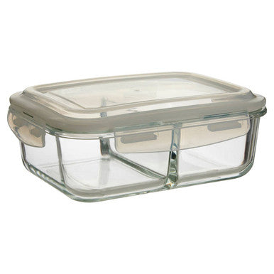 Freska 2 Section Rectangular Glass Container With Lid 1520 Ml