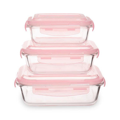 Freska Set Of Three Rectangular Glass Containers