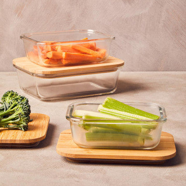 Freska 370Ml Glass Container With Bamboo Lid