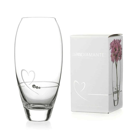 Diamante Petit Vase with Heart Design - 18cm - In Gift Box