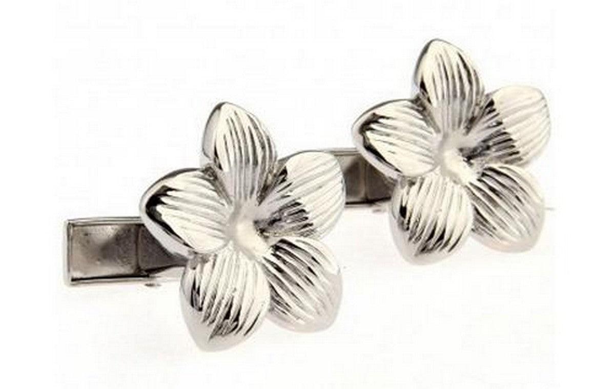 silver floral design cufflinks
