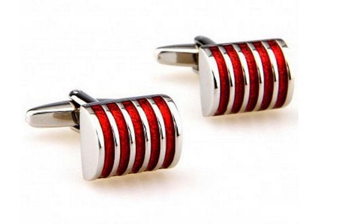 red and silver striped design cufflinks