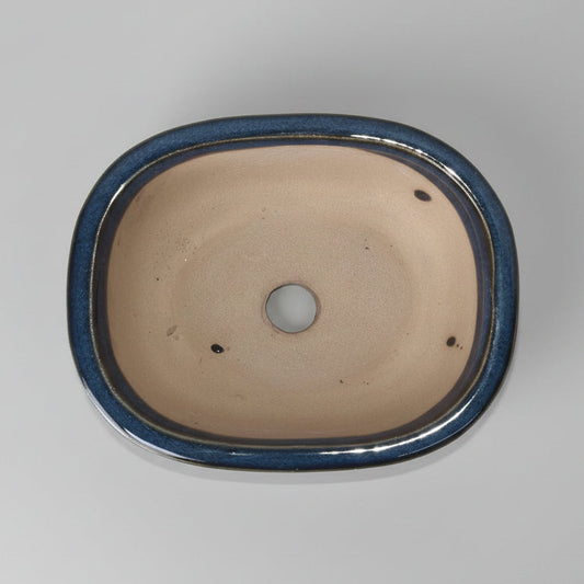 12cm Glazed Bonsai Pot | Oval | 12cm x 10cm x 5cm | Blue