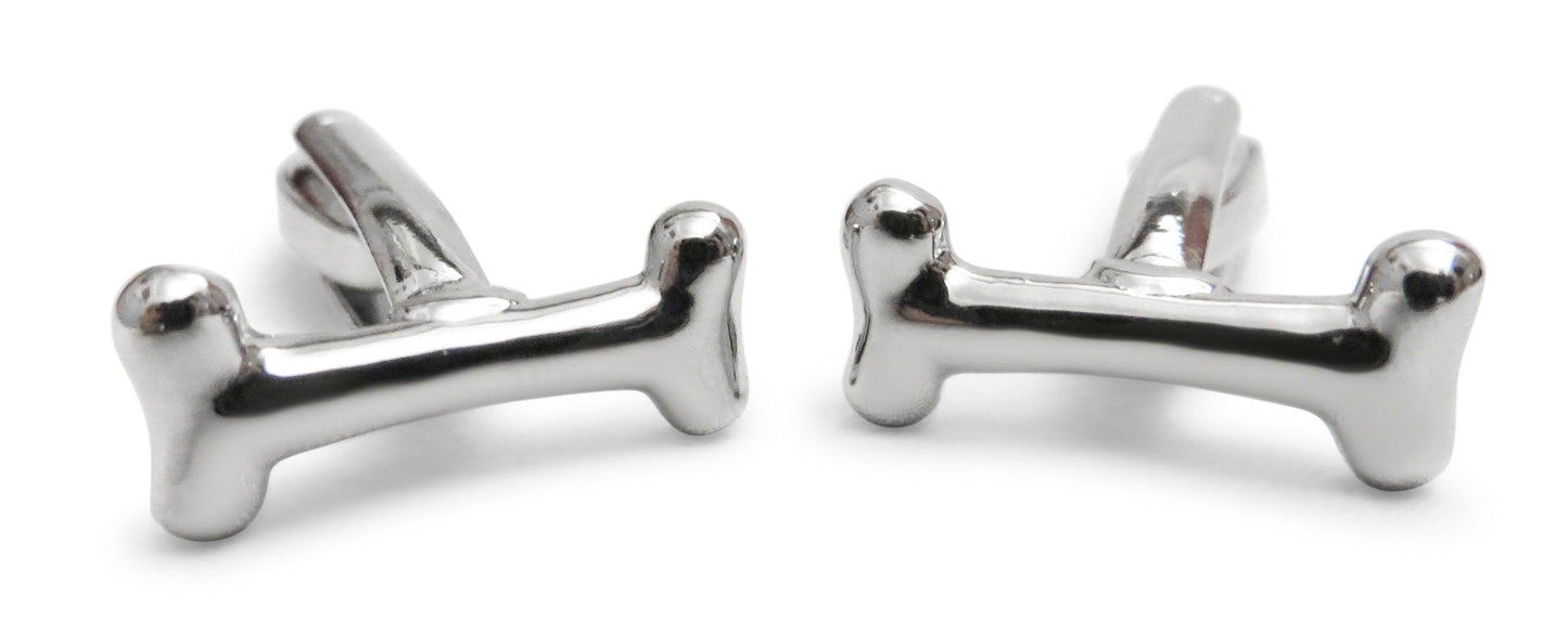 silver dog bone cufflinks