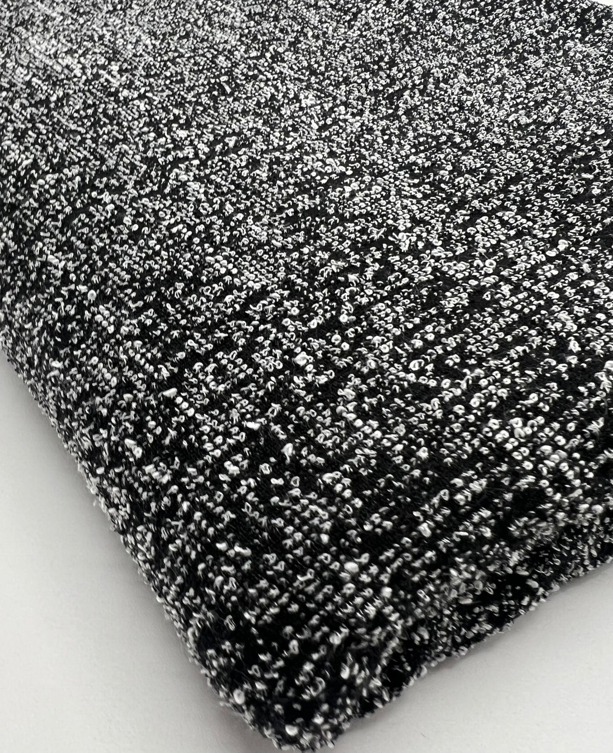 Black Grey Slubbed Knit Textured Stretch Fabric
