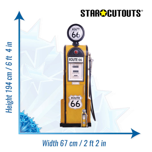 SC1398 Route 66 Gas Pump Cardboard Cut Out Height 194cm