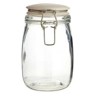 Set of 3 Glass Jars in a Basket | Country Cottage