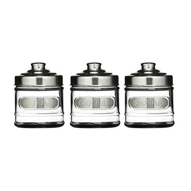 Aluminium Lid Jar Set of Three Round Glass