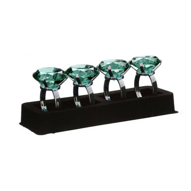 Set Of Four Teal Diamante Napkin Rings