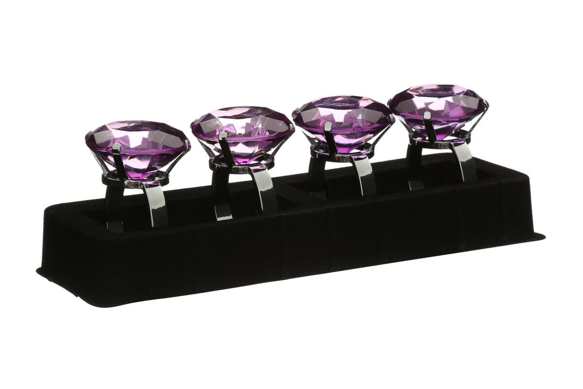 Set of Four Purple Napkin Rings | Diamante