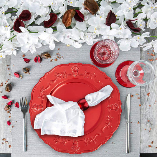 Dia Red Finish Baroque Charger Plate