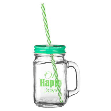 Happy Days Square Mason Jar Mug | Bocal