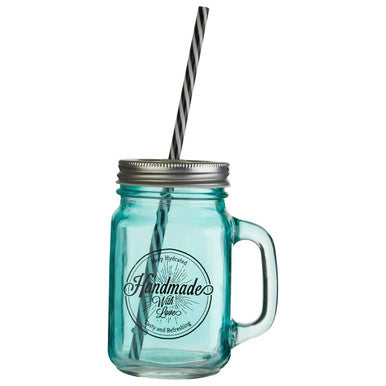 Blue Square Mason Jar Mug | Bocal