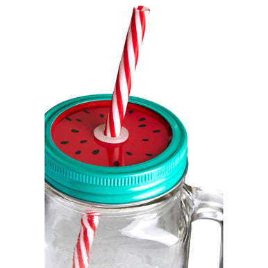 Bocal Embossed Mason with Watermelon Lid | Square Jar Mug