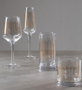 Set Of Four Jazz Wine Glasses