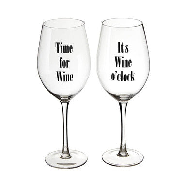 Verity Set Of 2 Time For Wine Large Wine Glasses