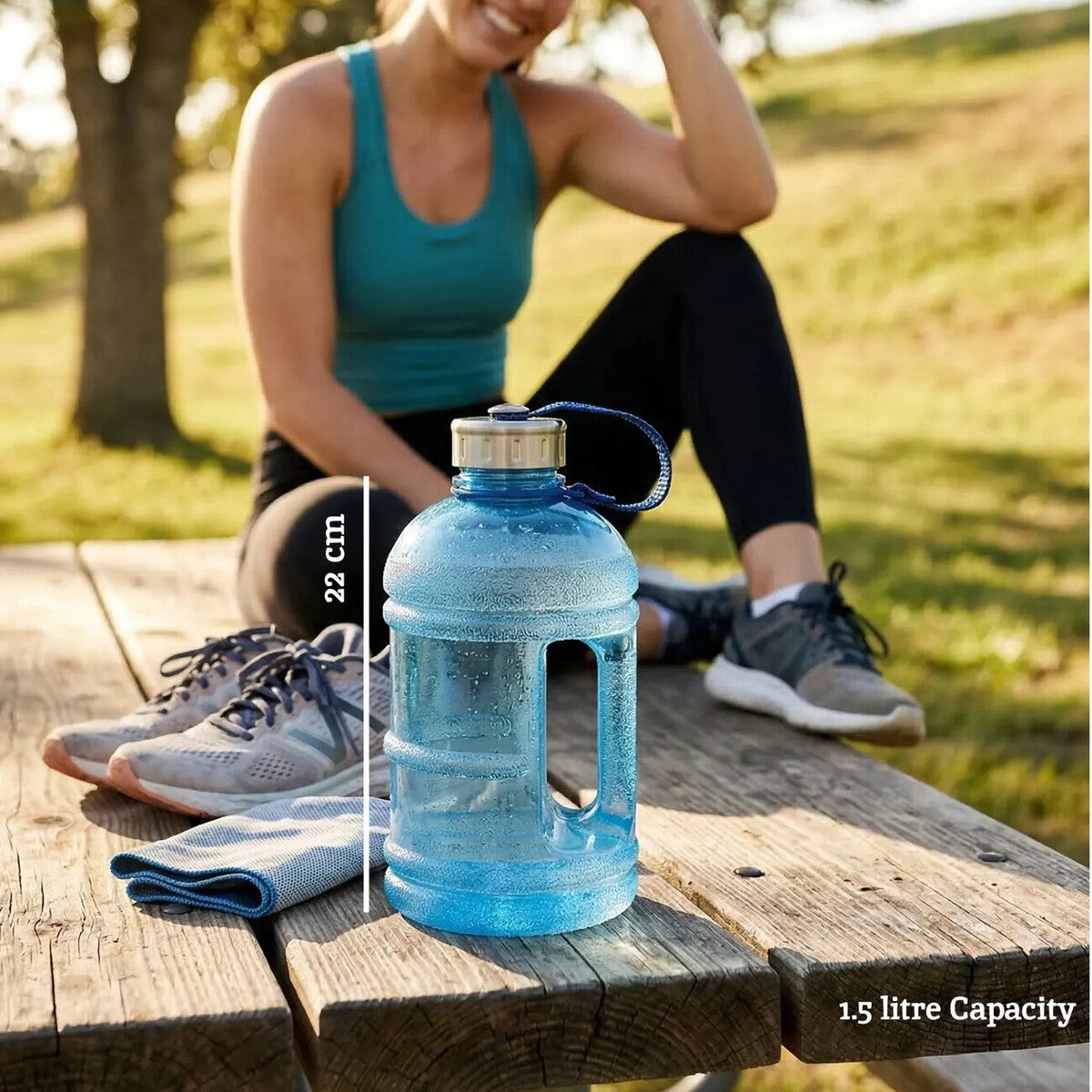Olly Blue 1500ml Sports Drinking Bottle.